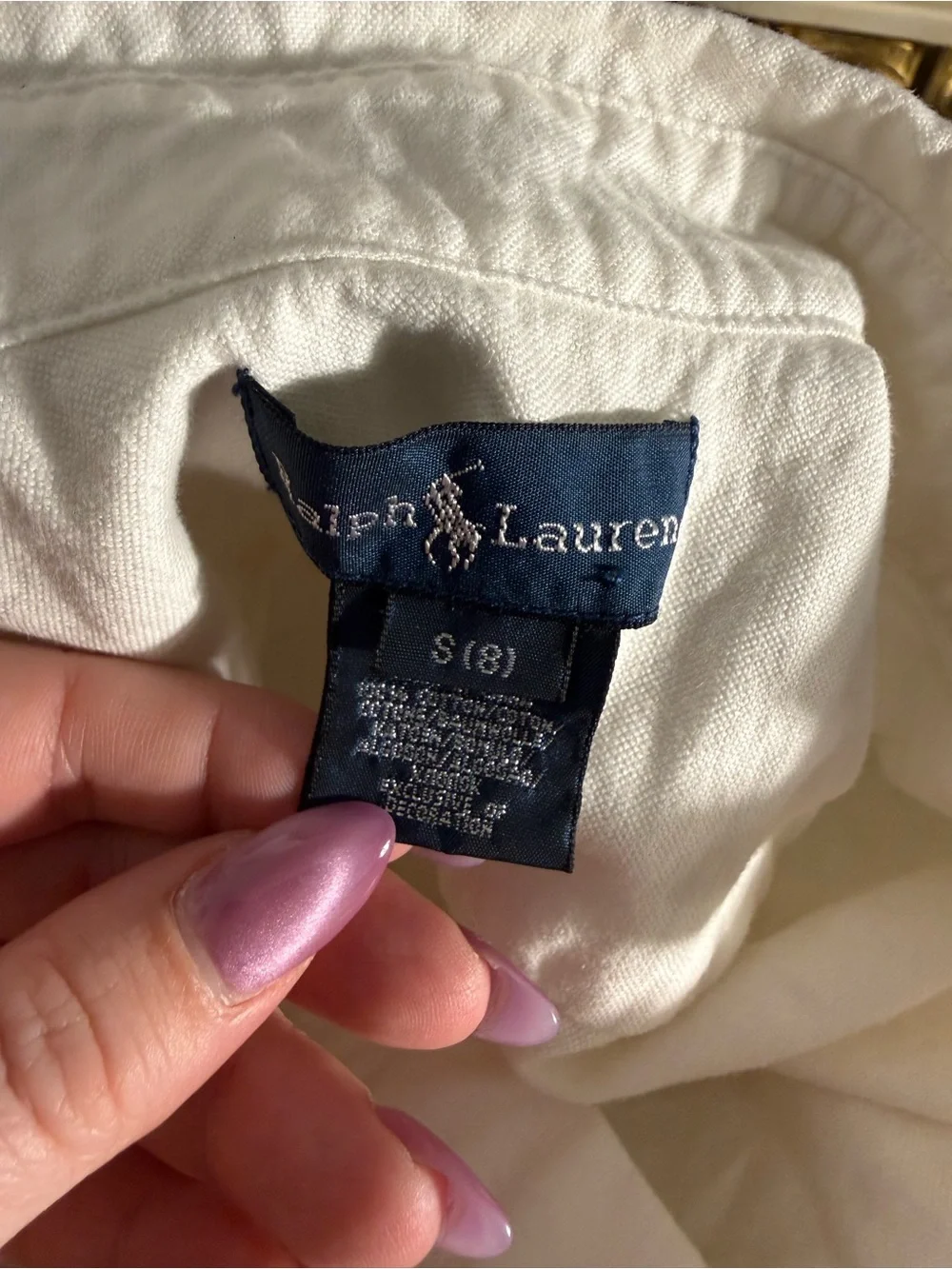 Ralph Lauren White Button-Down Shirt with Polo Pony Embroidery